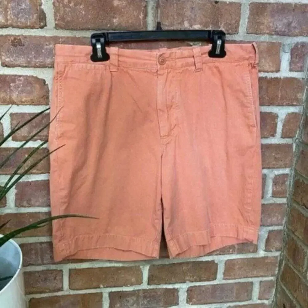 J. Crew Flat Front Shorts Cotton Orange Men's Size 33 Waist 9